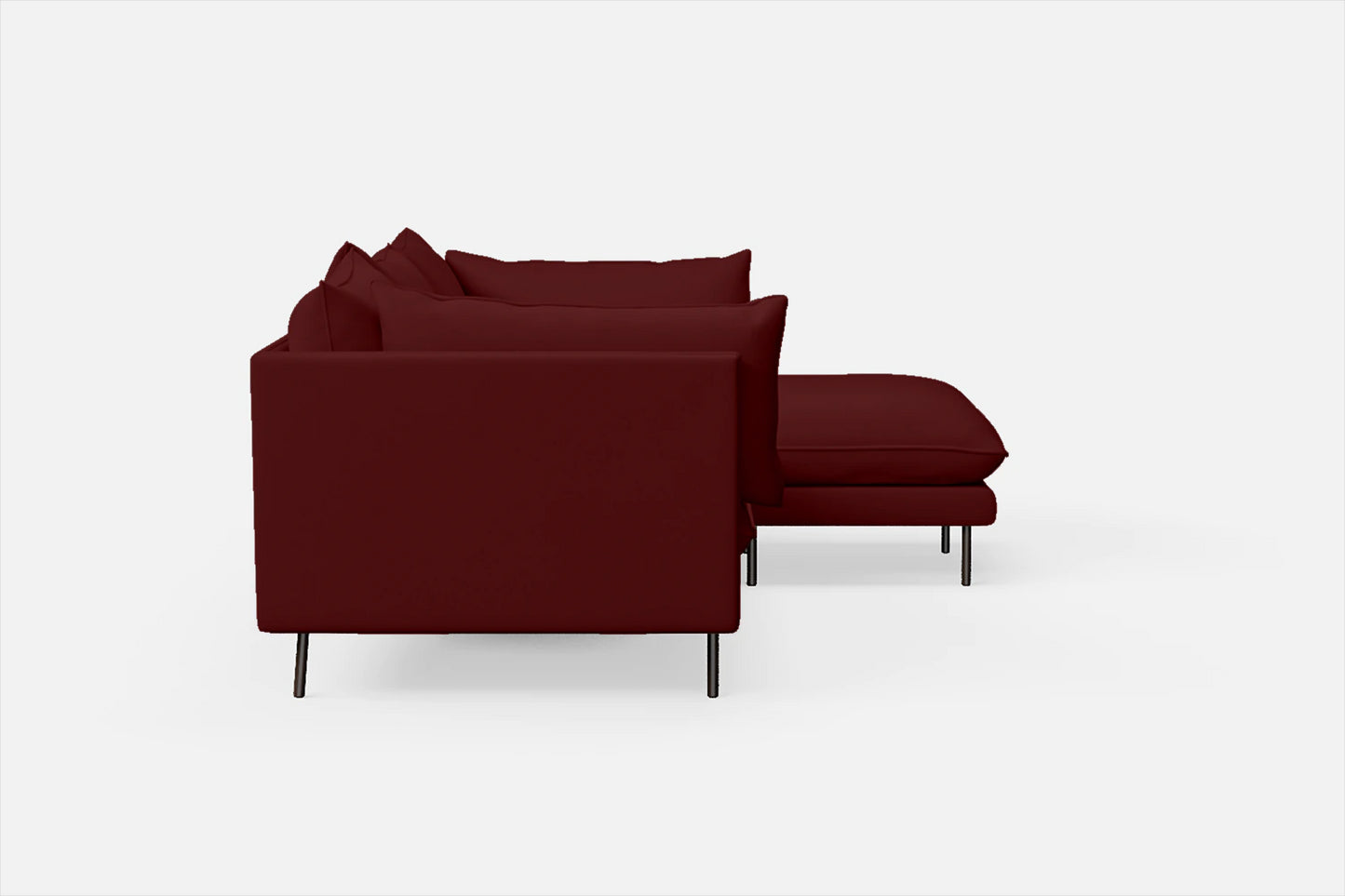 Pistoia 3 Seater Right Hand Facing Chaise Lounge Corner Sofa Red Leather