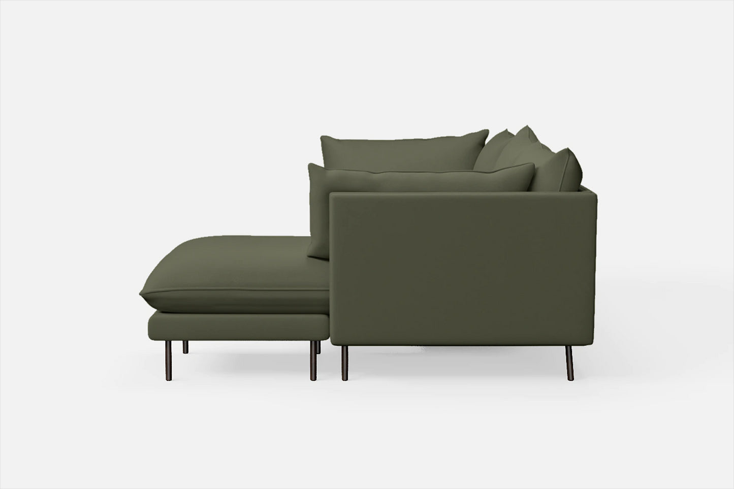 Pistoia 3 Seater Right Hand Facing Chaise Lounge Corner Sofa Sage Leather