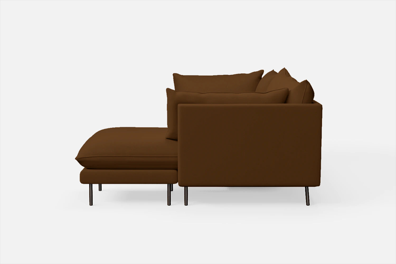 Pistoia 3 Seater Right Hand Facing Chaise Lounge Corner Sofa Walnut Brown Leather