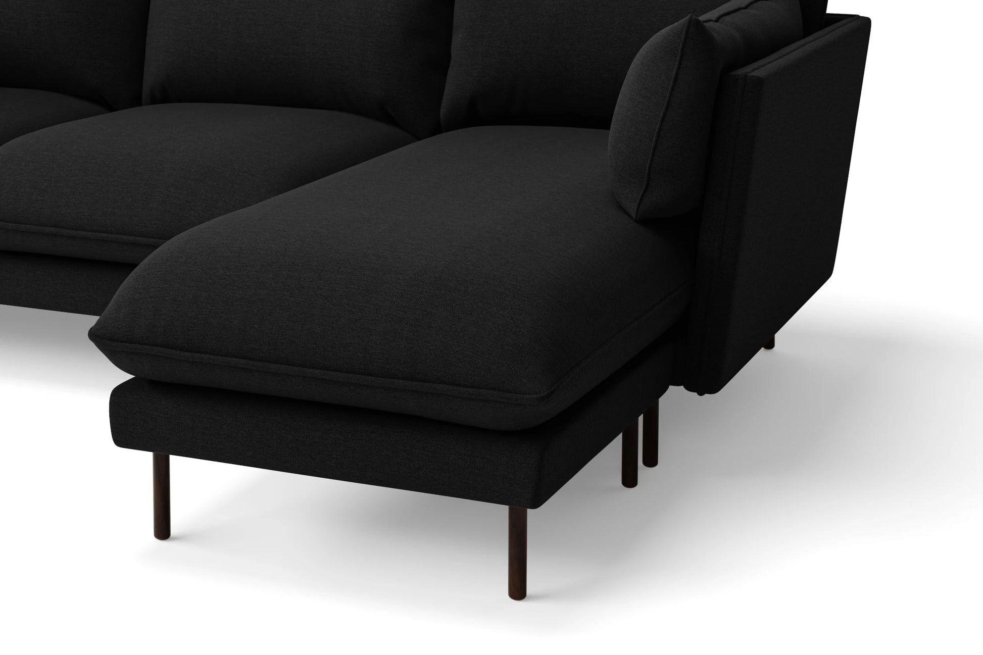 Pistoia 3 Seater Right Hand Facing Chaise Lounge Corner Sofa Black Linen Fabric