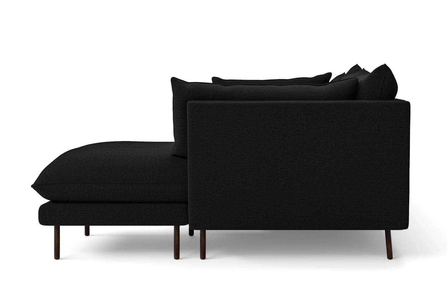 Pistoia 3 Seater Right Hand Facing Chaise Lounge Corner Sofa Black Linen Fabric