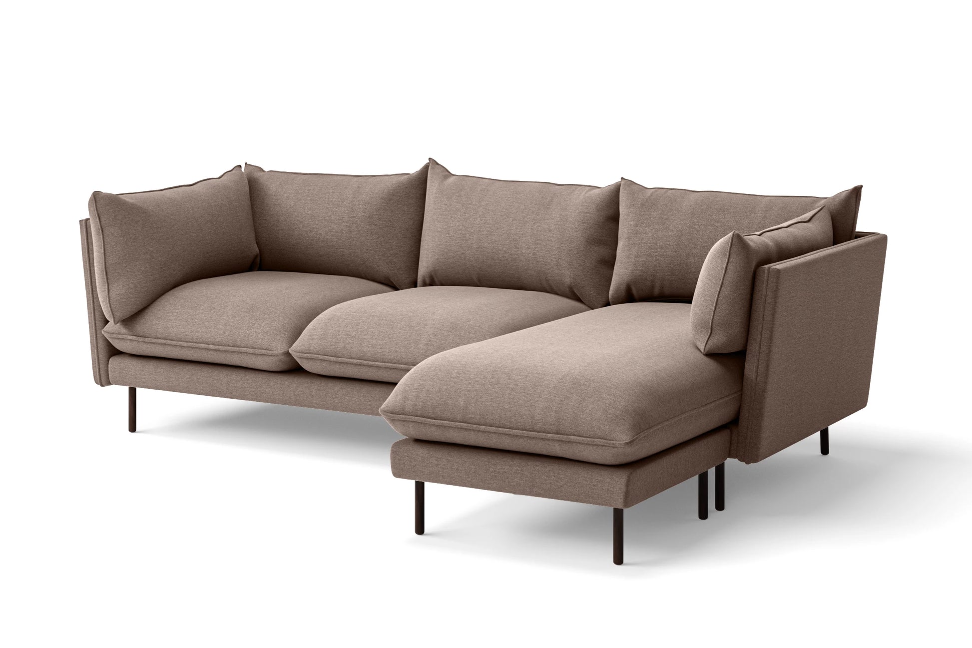 Pistoia 3 Seater Right Hand Facing Chaise Lounge Corner Sofa Caramel Linen Fabric