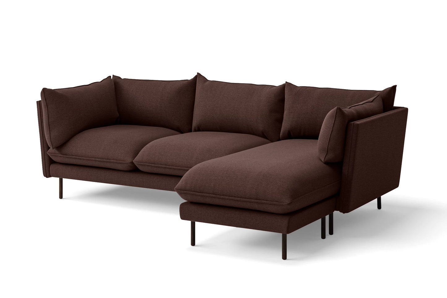 Pistoia 3 Seater Right Hand Facing Chaise Lounge Corner Sofa Coffee Brown Linen Fabric