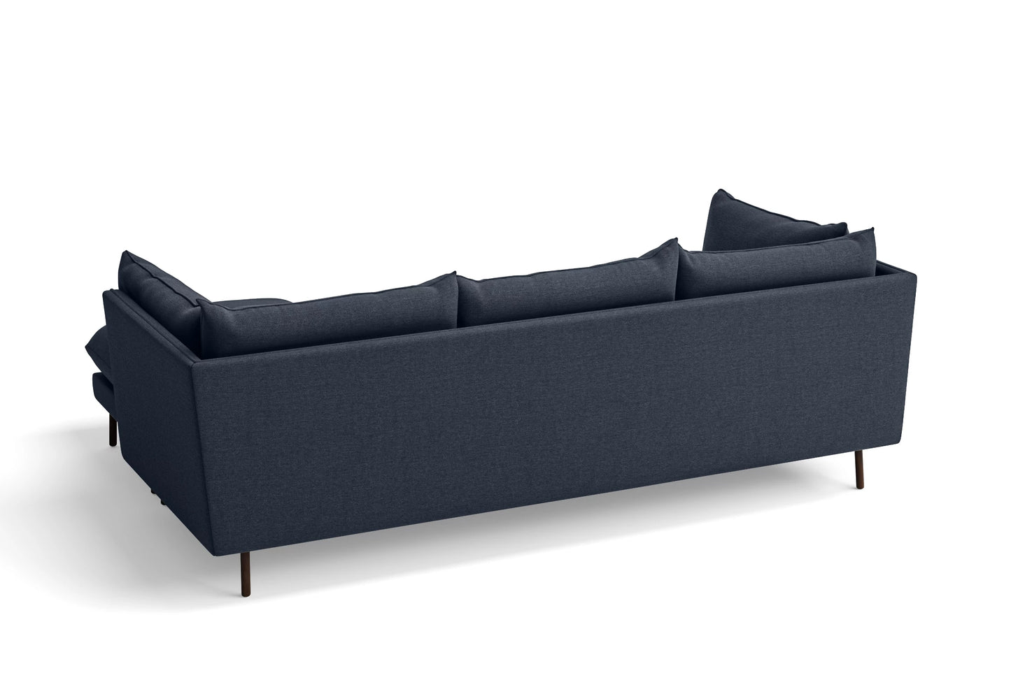 Pistoia 3 Seater Right Hand Facing Chaise Lounge Corner Sofa Dark Blue Linen Fabric