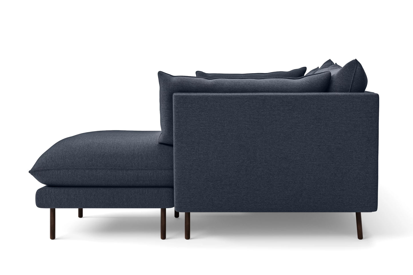 Pistoia 3 Seater Right Hand Facing Chaise Lounge Corner Sofa Dark Blue Linen Fabric