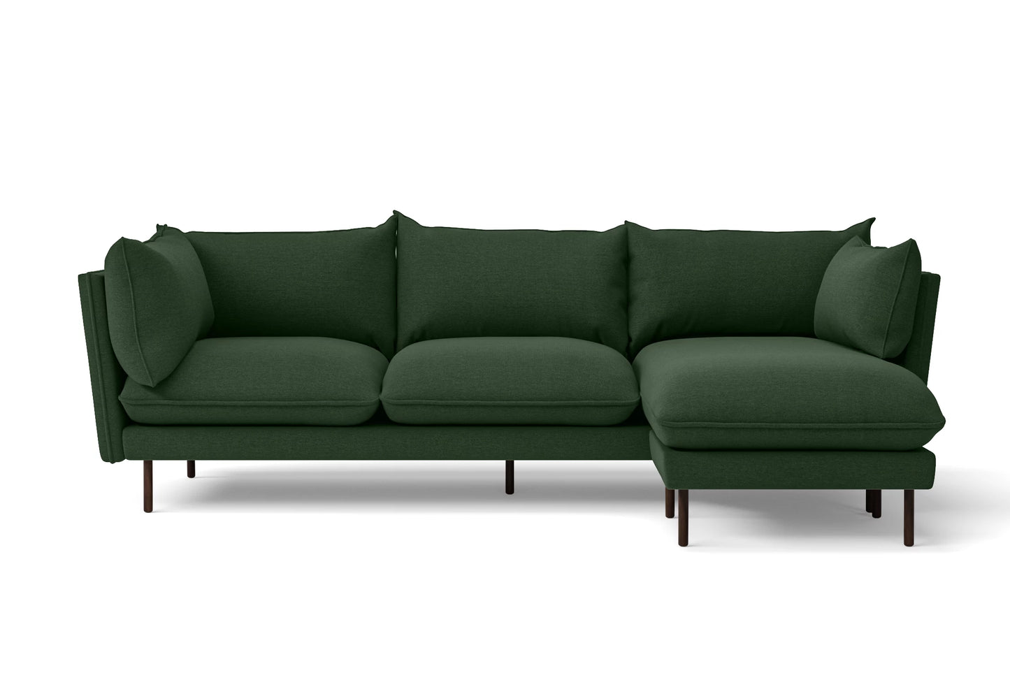 Pistoia 3 Seater Right Hand Facing Chaise Lounge Corner Sofa Forest Green Linen Fabric