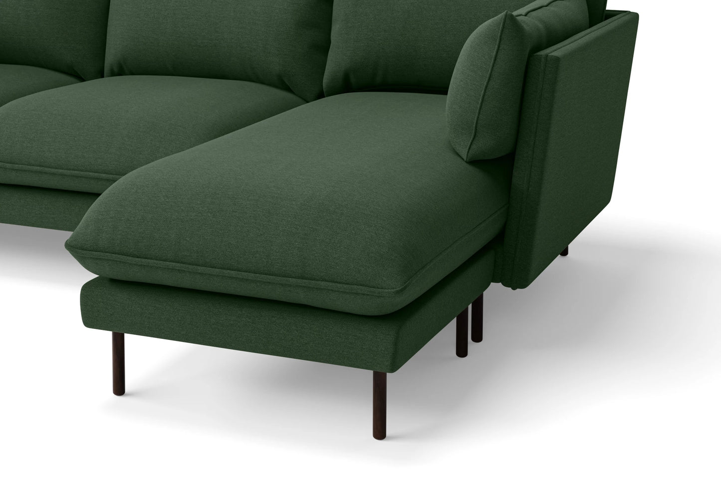 Pistoia 3 Seater Right Hand Facing Chaise Lounge Corner Sofa Forest Green Linen Fabric