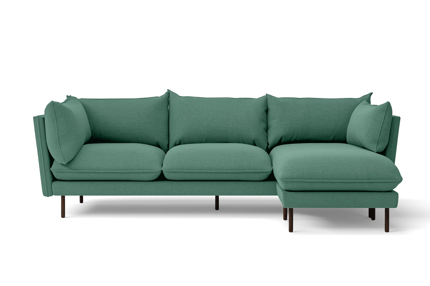 Pistoia 3 Seater Right Hand Facing Chaise Lounge Corner Sofa Mint Green Linen Fabric