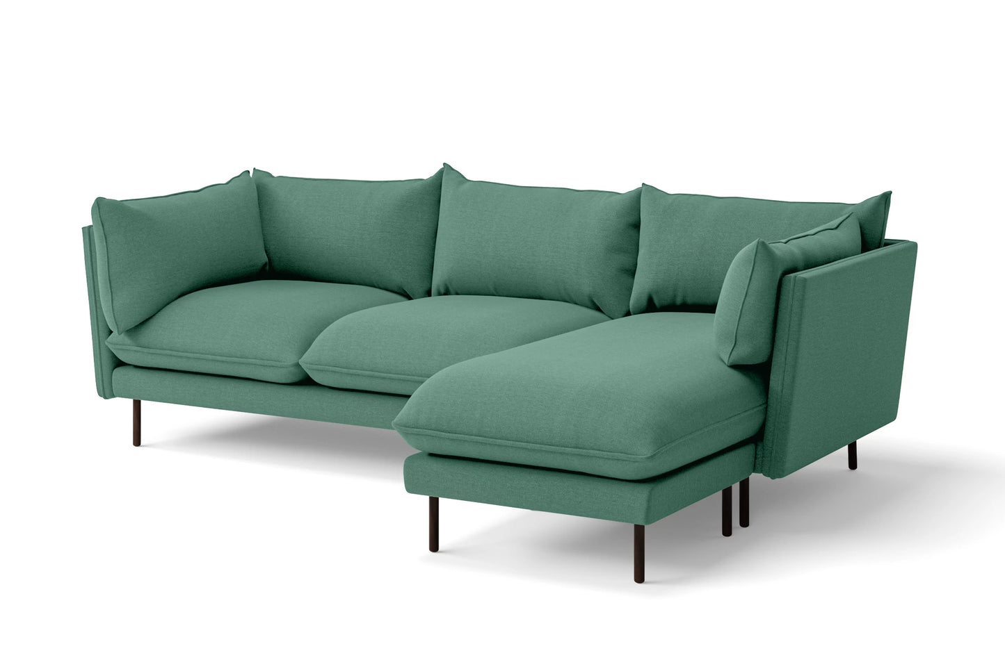 Pistoia 3 Seater Right Hand Facing Chaise Lounge Corner Sofa Mint Green Linen Fabric