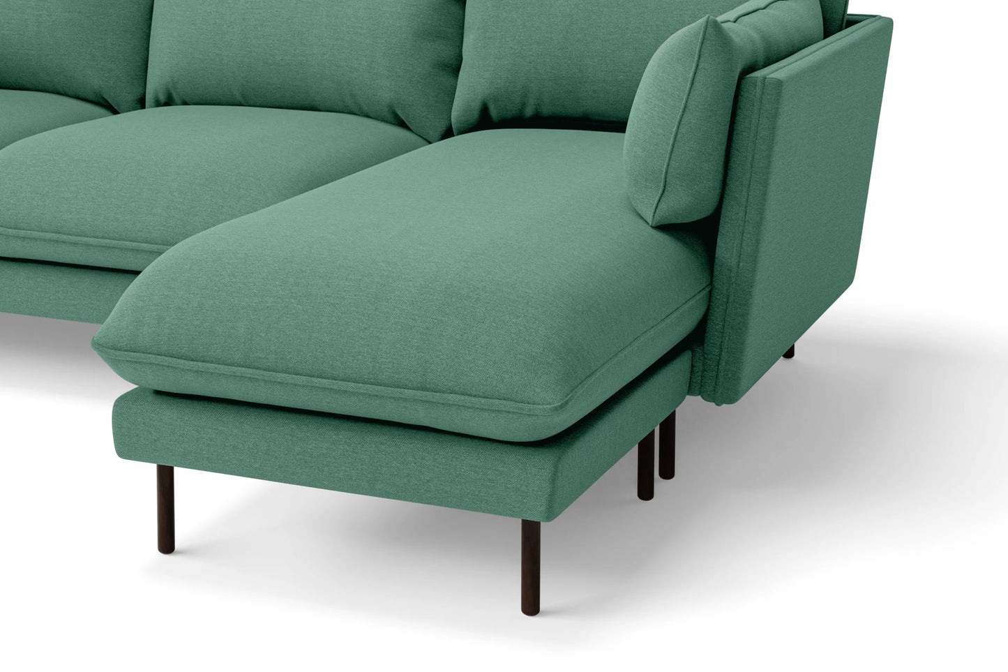 Pistoia 3 Seater Right Hand Facing Chaise Lounge Corner Sofa Mint Green Linen Fabric