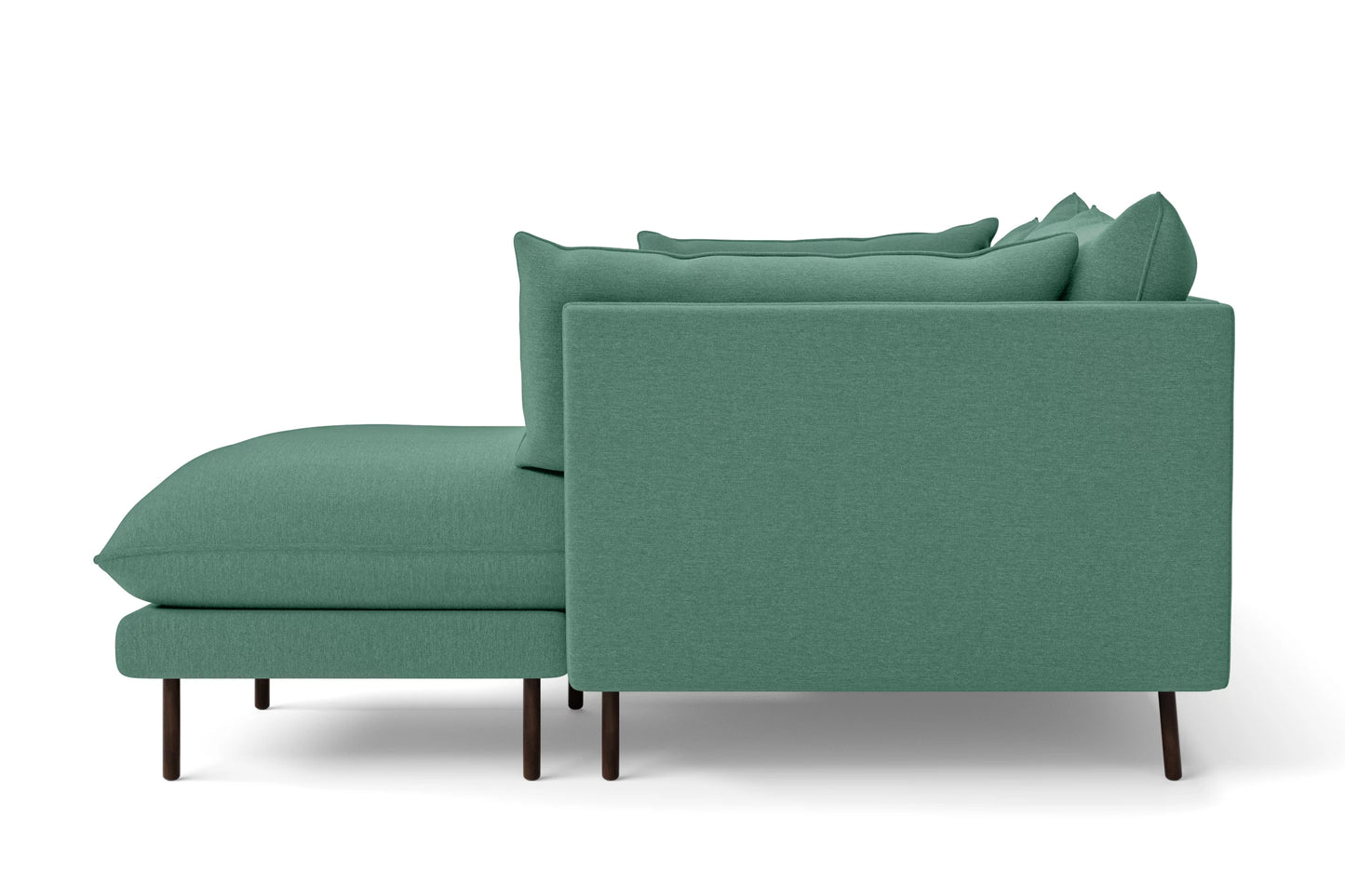 Pistoia 3 Seater Right Hand Facing Chaise Lounge Corner Sofa Mint Green Linen Fabric