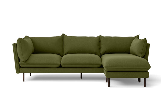 Pistoia 3 Seater Right Hand Facing Chaise Lounge Corner Sofa Olive Linen Fabric