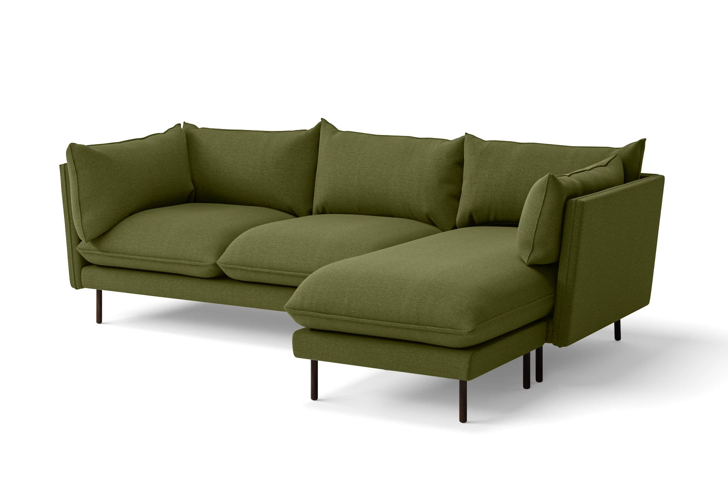 Pistoia 3 Seater Right Hand Facing Chaise Lounge Corner Sofa Olive Linen Fabric