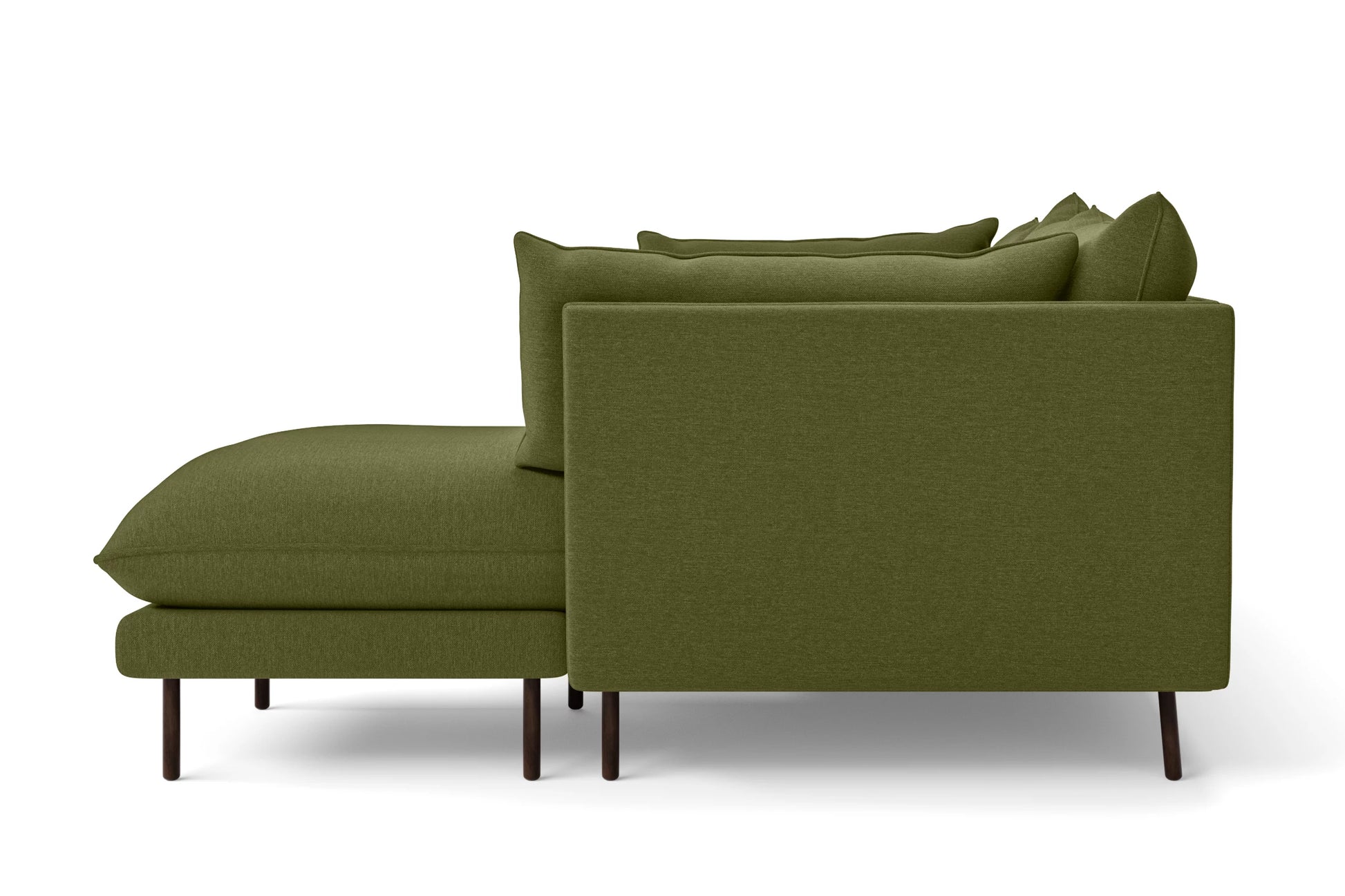 Pistoia 3 Seater Right Hand Facing Chaise Lounge Corner Sofa Olive Linen Fabric