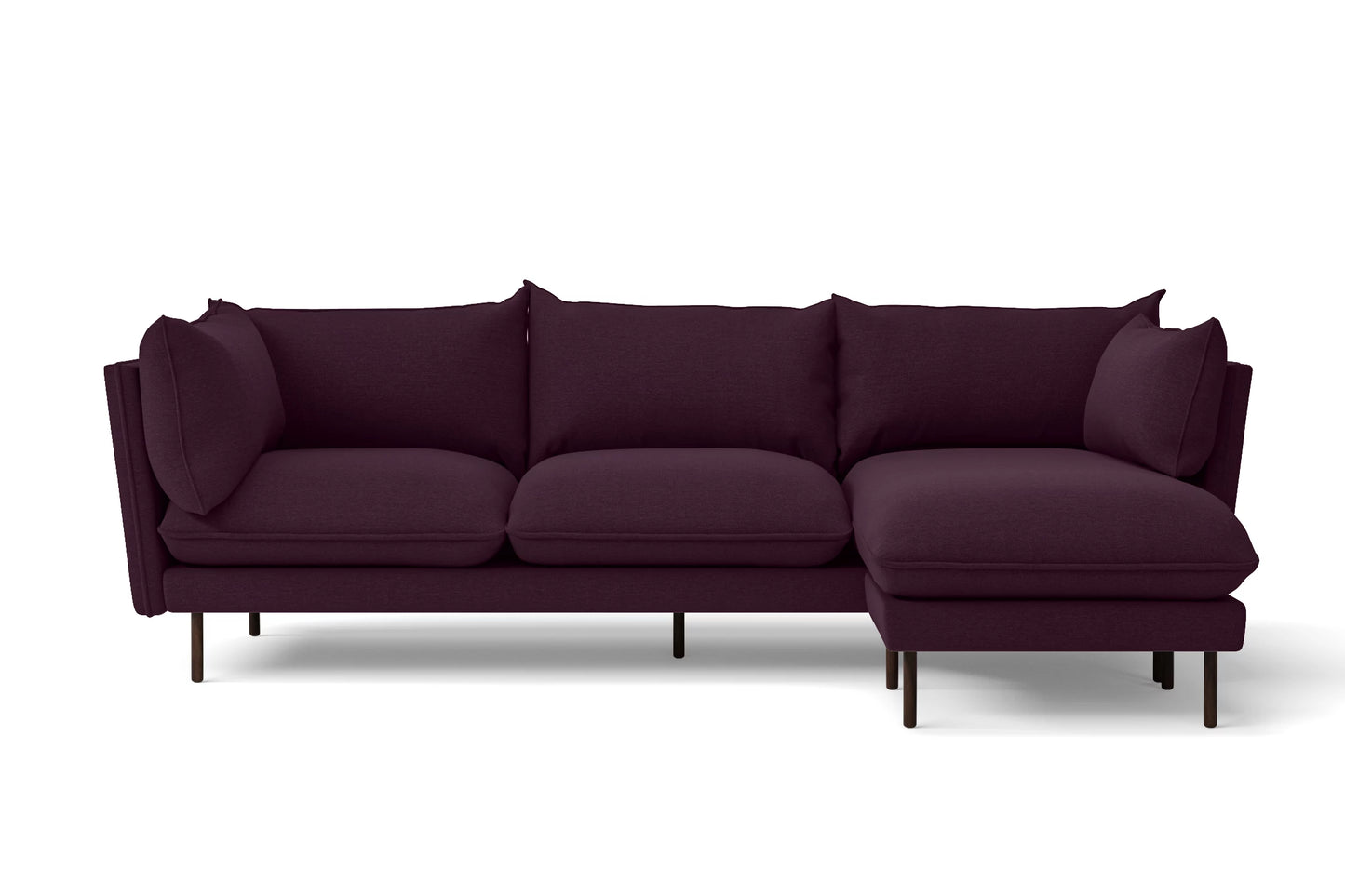 Pistoia 3 Seater Right Hand Facing Chaise Lounge Corner Sofa Purple Linen Fabric