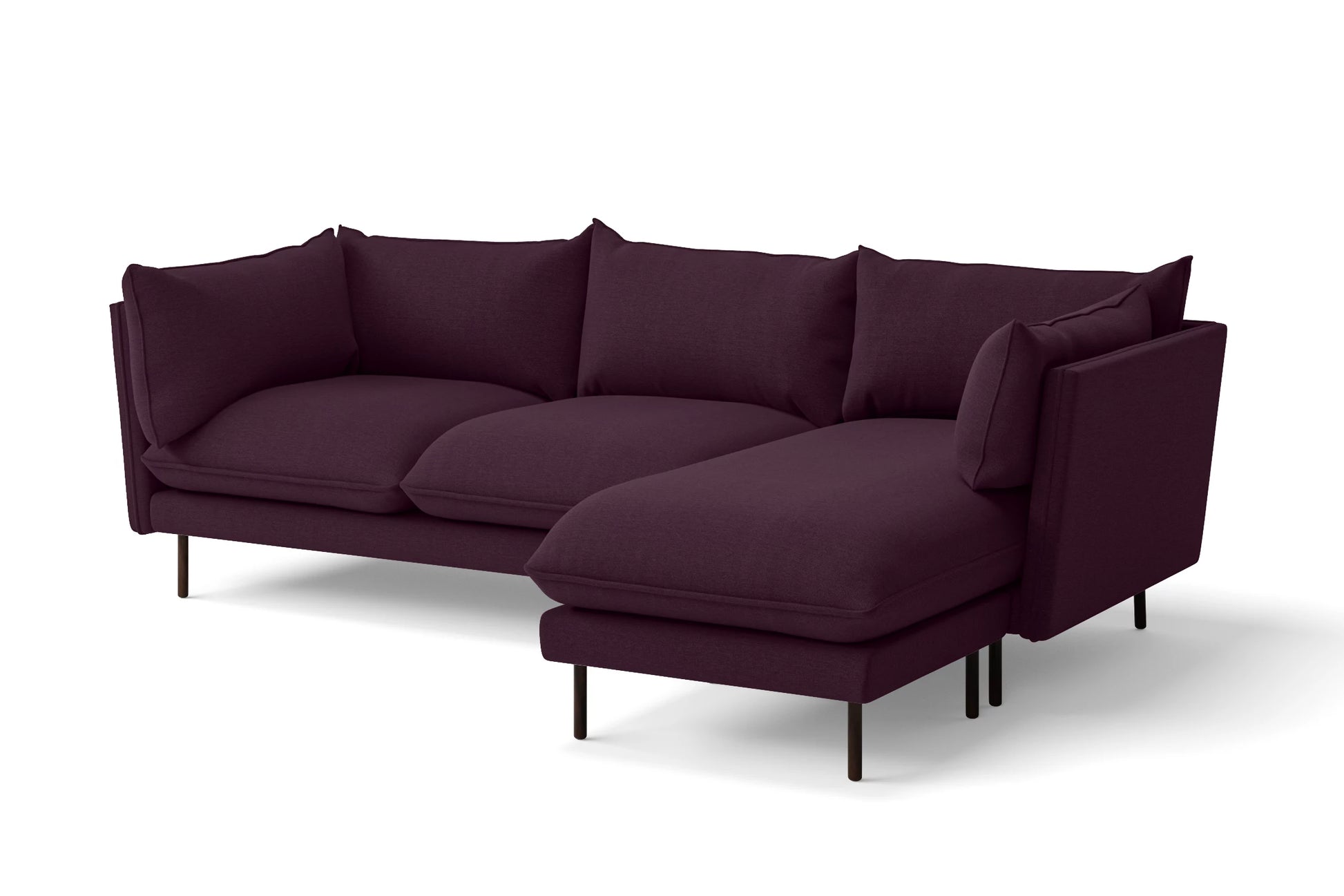 Pistoia 3 Seater Right Hand Facing Chaise Lounge Corner Sofa Purple Linen Fabric