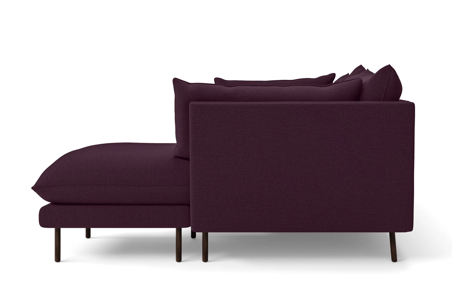 Pistoia 3 Seater Right Hand Facing Chaise Lounge Corner Sofa Purple Linen Fabric