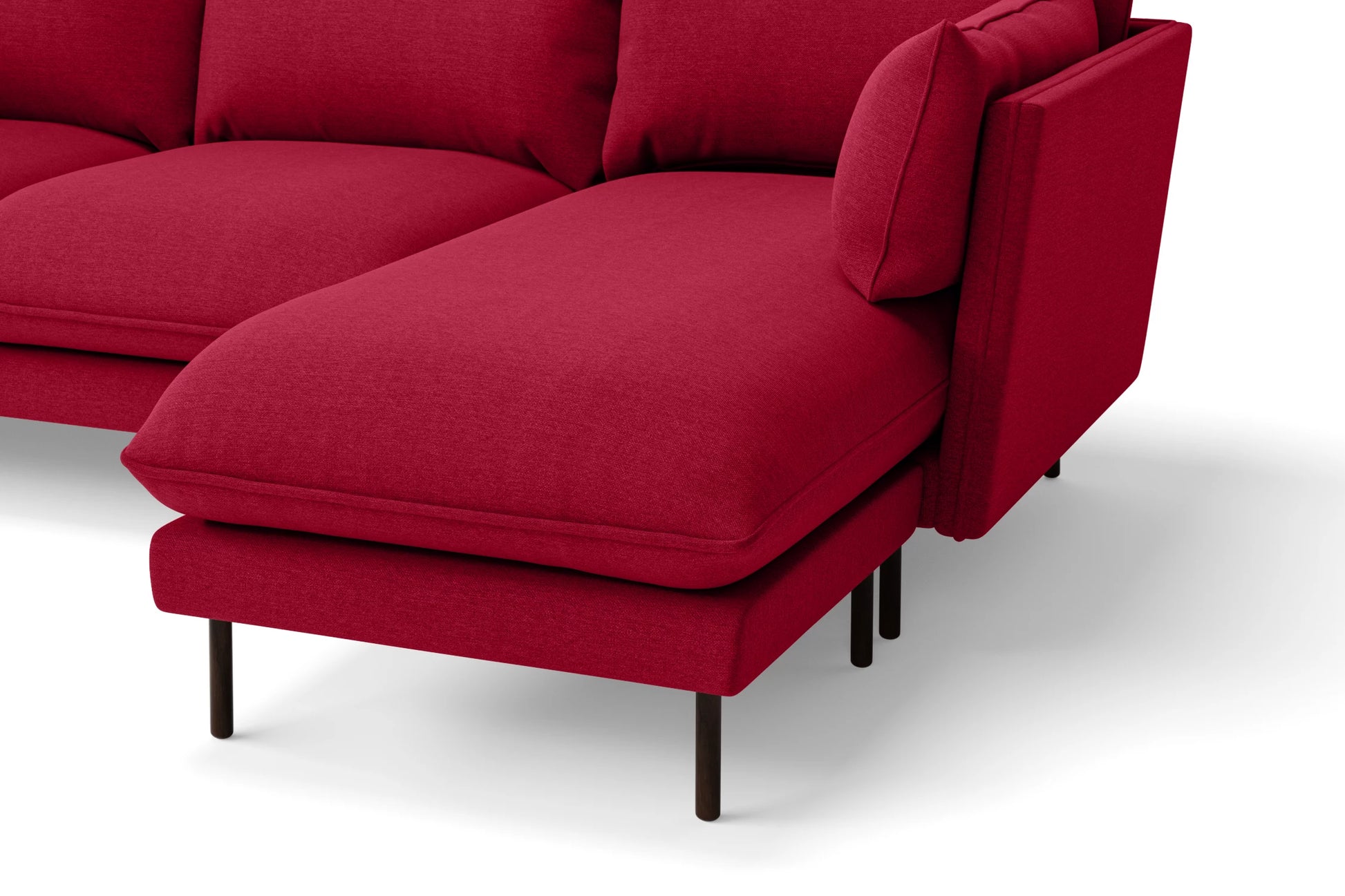 Pistoia 3 Seater Right Hand Facing Chaise Lounge Corner Sofa Red Linen Fabric