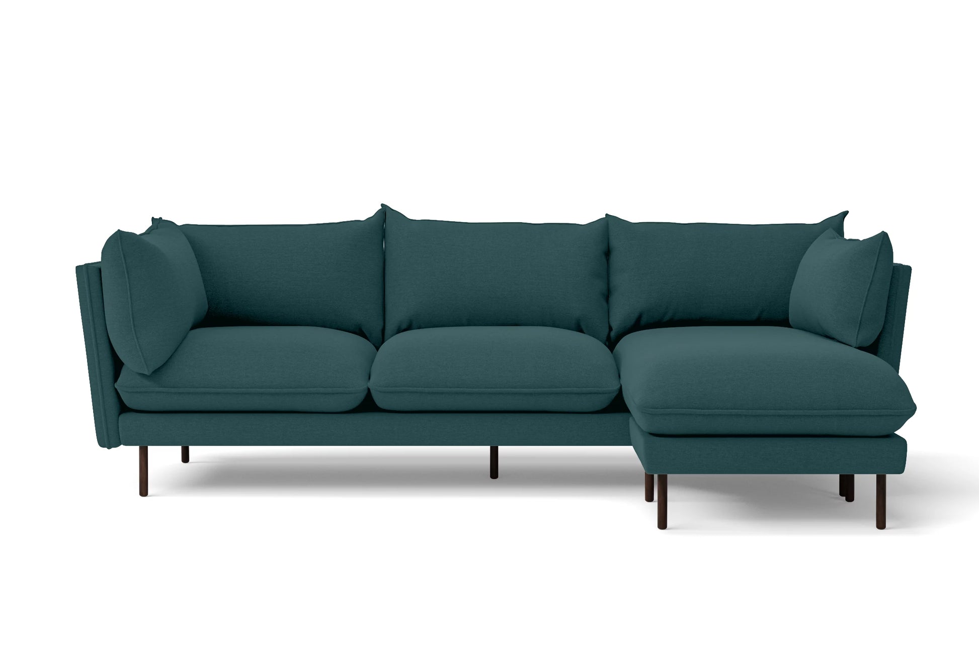 Pistoia 3 Seater Right Hand Facing Chaise Lounge Corner Sofa Teal Linen Fabric