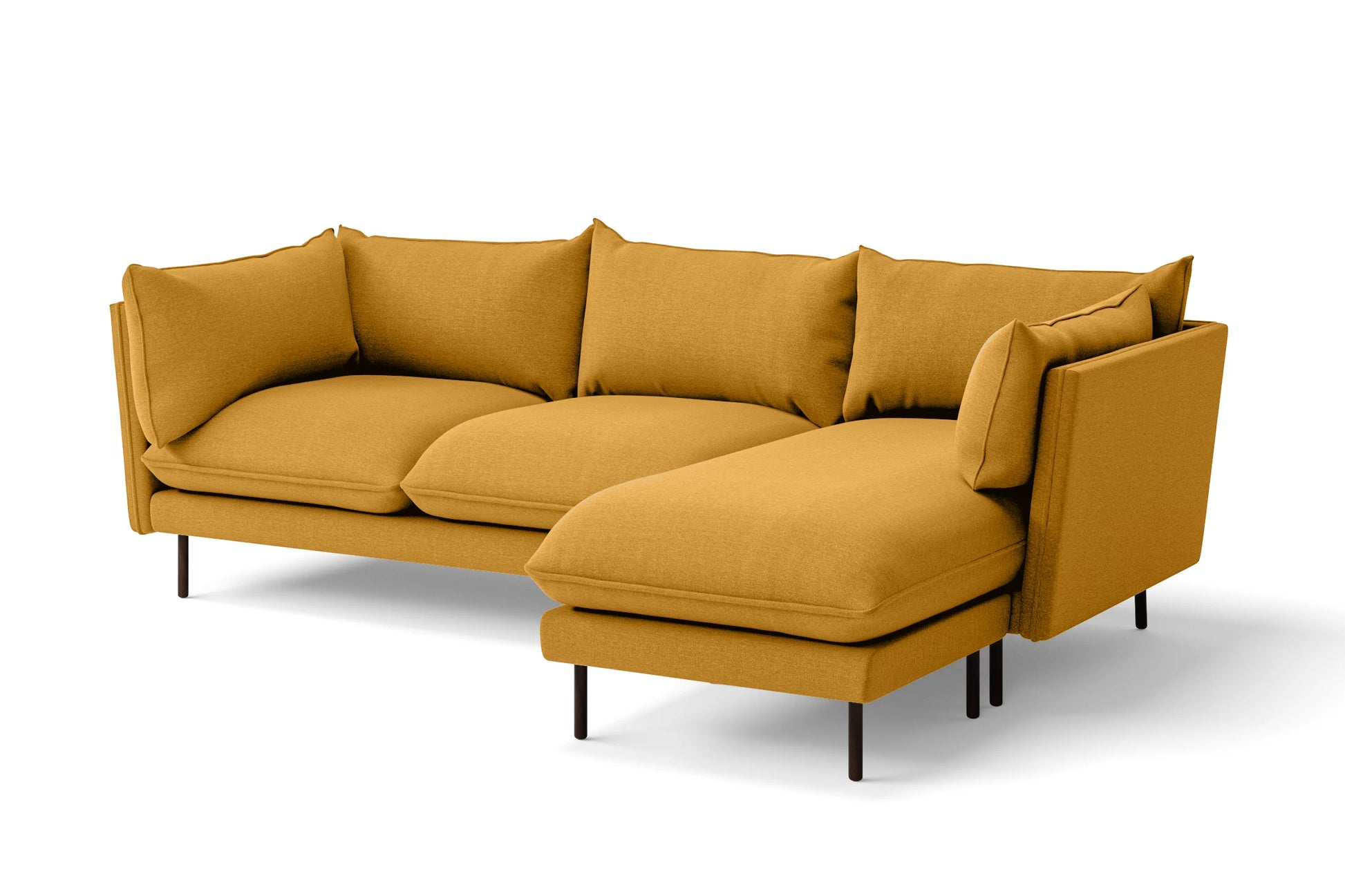 Pistoia 3 Seater Right Hand Facing Chaise Lounge Corner Sofa Yellow Linen Fabric