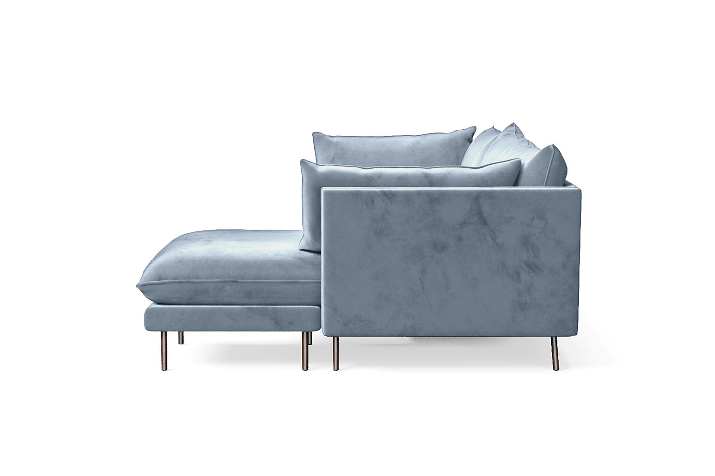 Pistoia 3 Seater Right Hand Facing Chaise Lounge Corner Sofa Baby Blue Velvet