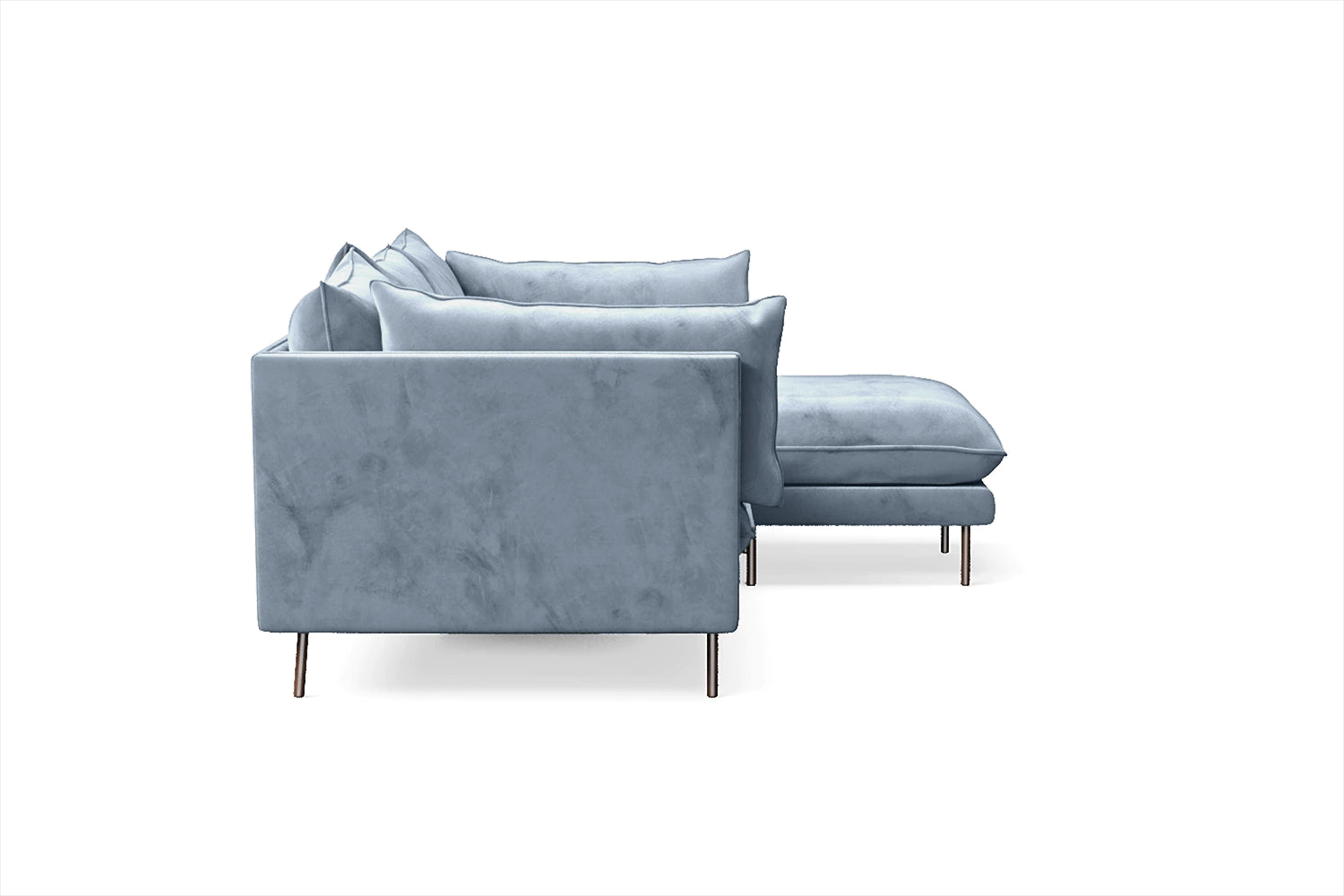 Pistoia 3 Seater Right Hand Facing Chaise Lounge Corner Sofa Baby Blue Velvet