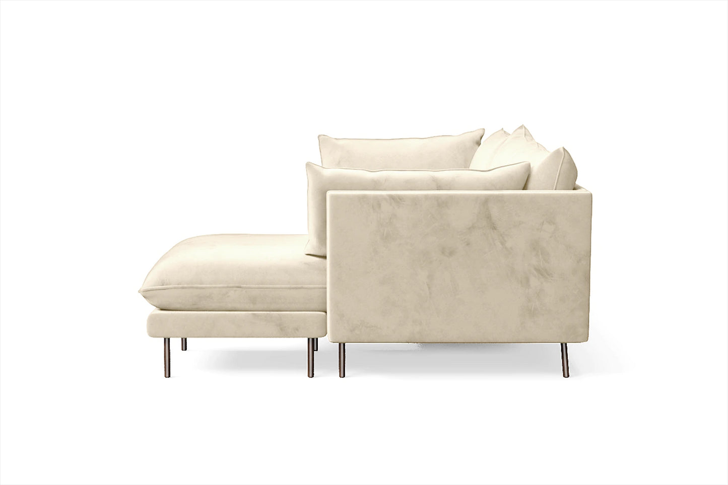 Pistoia 3 Seater Right Hand Facing Chaise Lounge Corner Sofa Cream Velvet