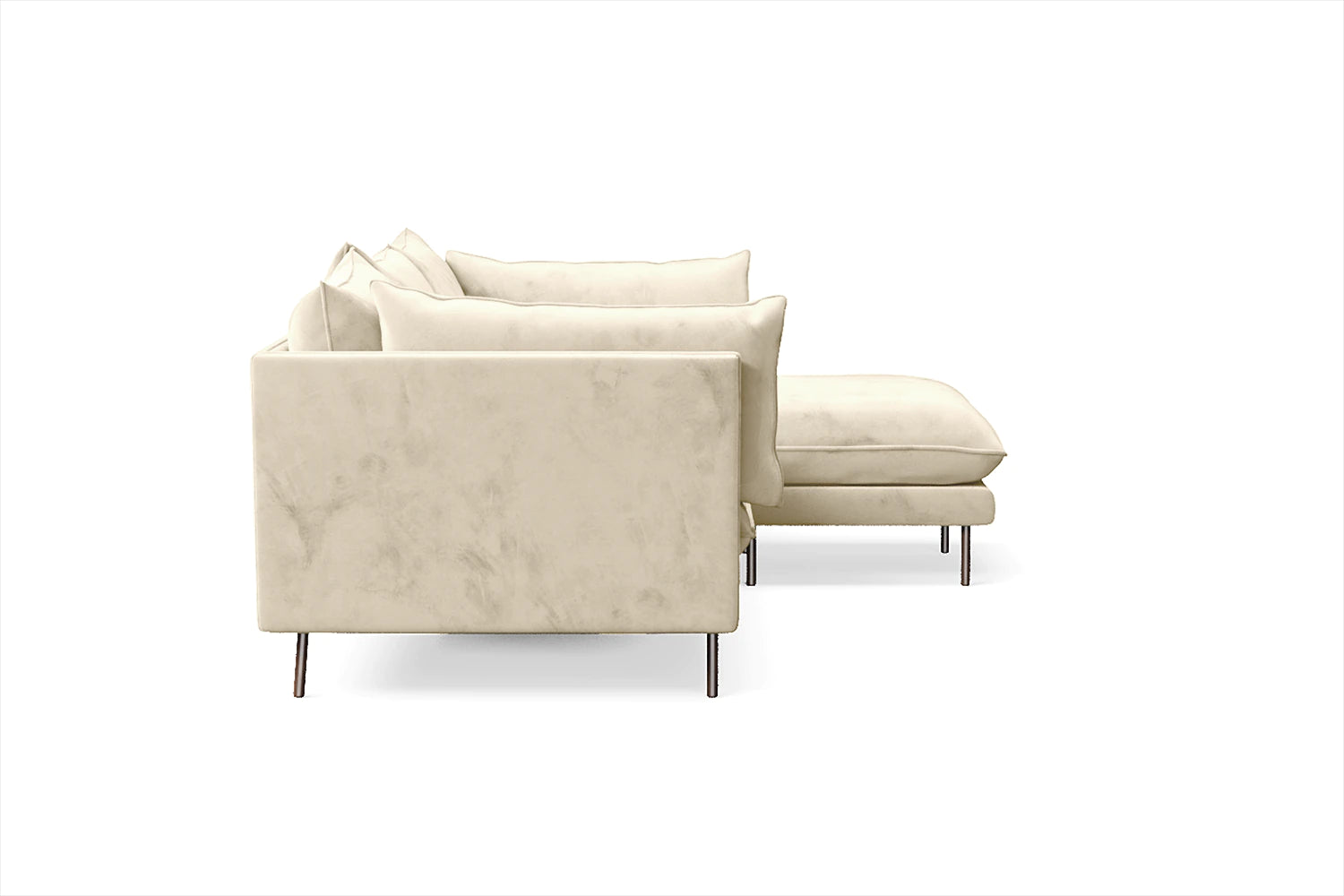 Pistoia 3 Seater Right Hand Facing Chaise Lounge Corner Sofa Cream Velvet