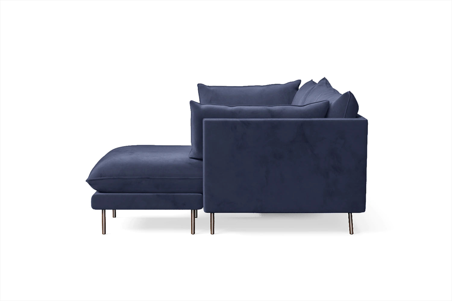 Pistoia 3 Seater Right Hand Facing Chaise Lounge Corner Sofa Dark Blue Velvet