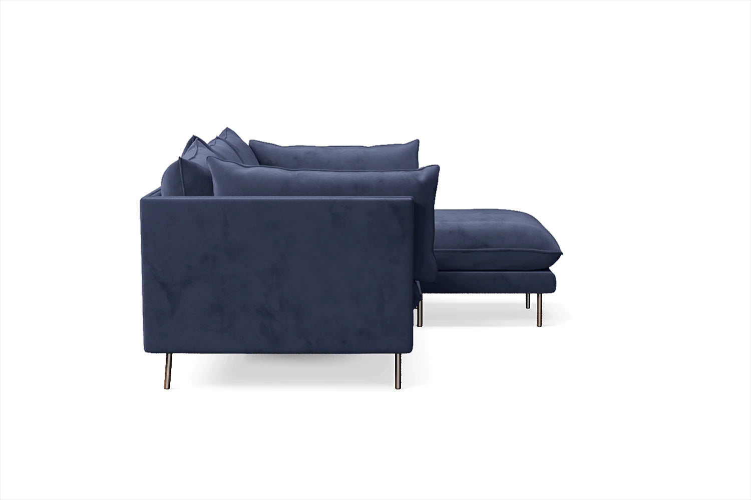 Pistoia 3 Seater Right Hand Facing Chaise Lounge Corner Sofa Dark Blue Velvet