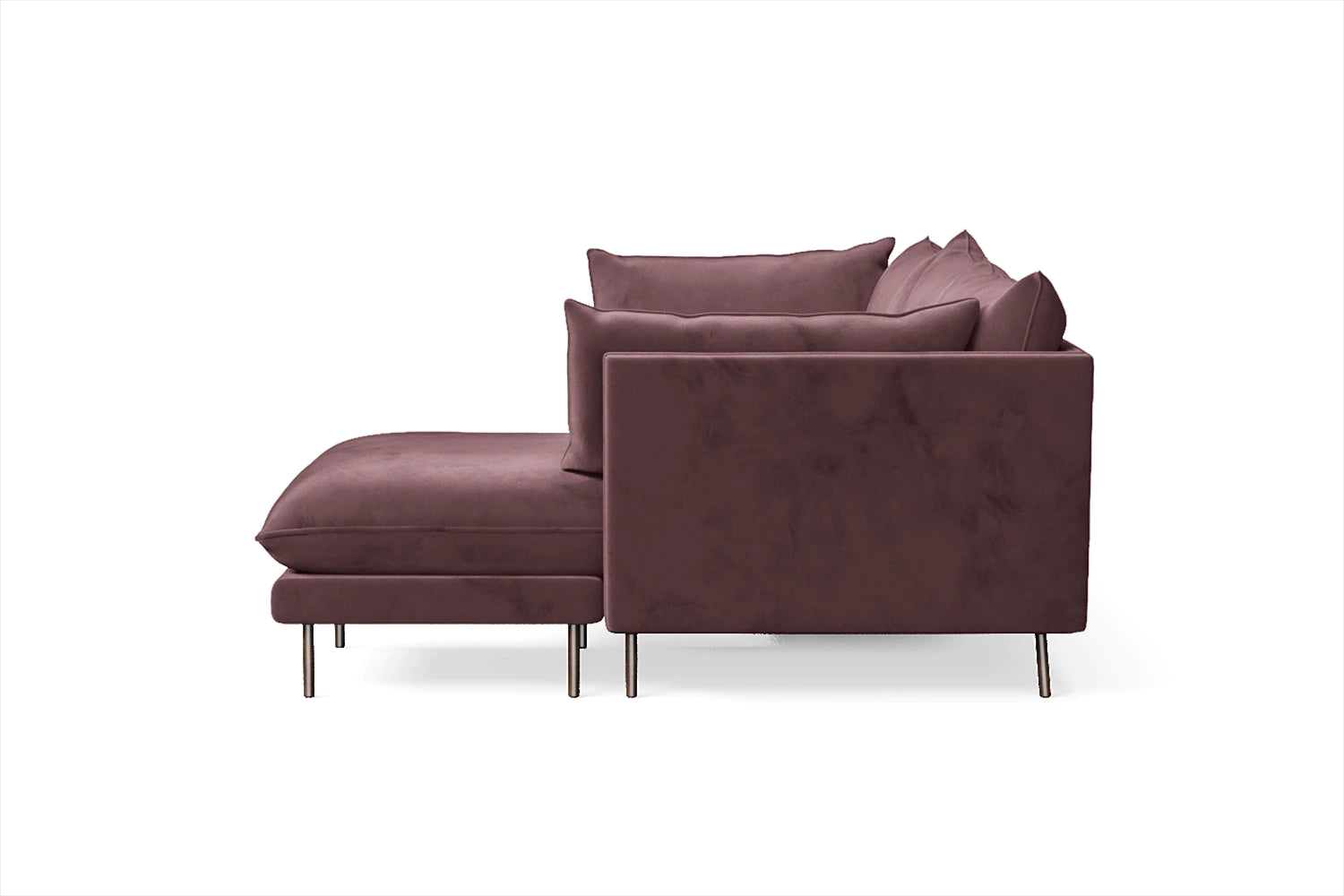 Pistoia 3 Seater Right Hand Facing Chaise Lounge Corner Sofa Grape Velvet