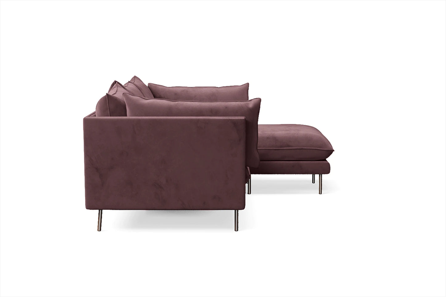 Pistoia 3 Seater Right Hand Facing Chaise Lounge Corner Sofa Grape Velvet