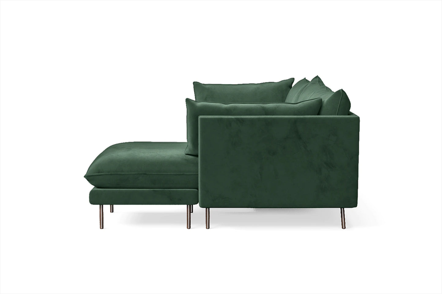 Pistoia 3 Seater Right Hand Facing Chaise Lounge Corner Sofa Green Velvet