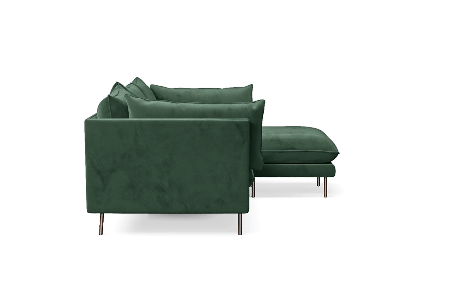 Pistoia 3 Seater Right Hand Facing Chaise Lounge Corner Sofa Green Velvet