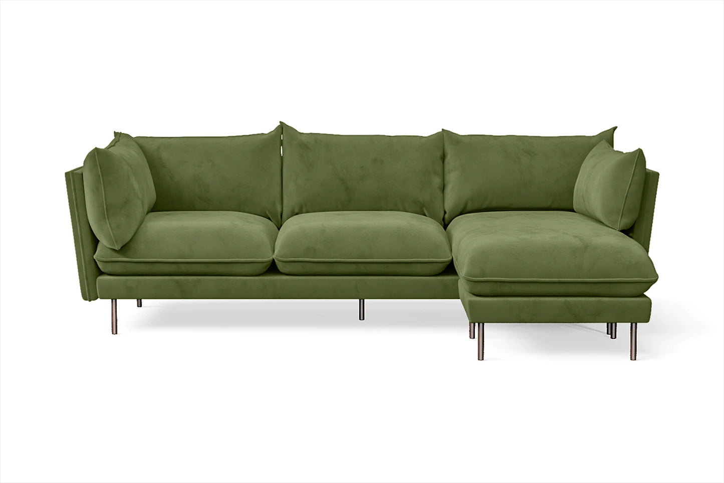 Pistoia 3 Seater Right Hand Facing Chaise Lounge Corner Sofa Lime Velvet