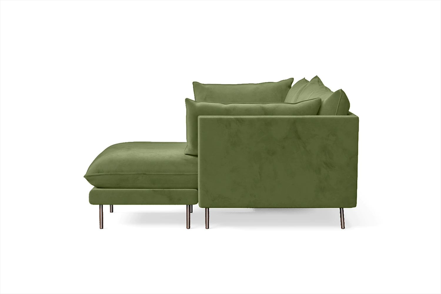 Pistoia 3 Seater Right Hand Facing Chaise Lounge Corner Sofa Lime Velvet