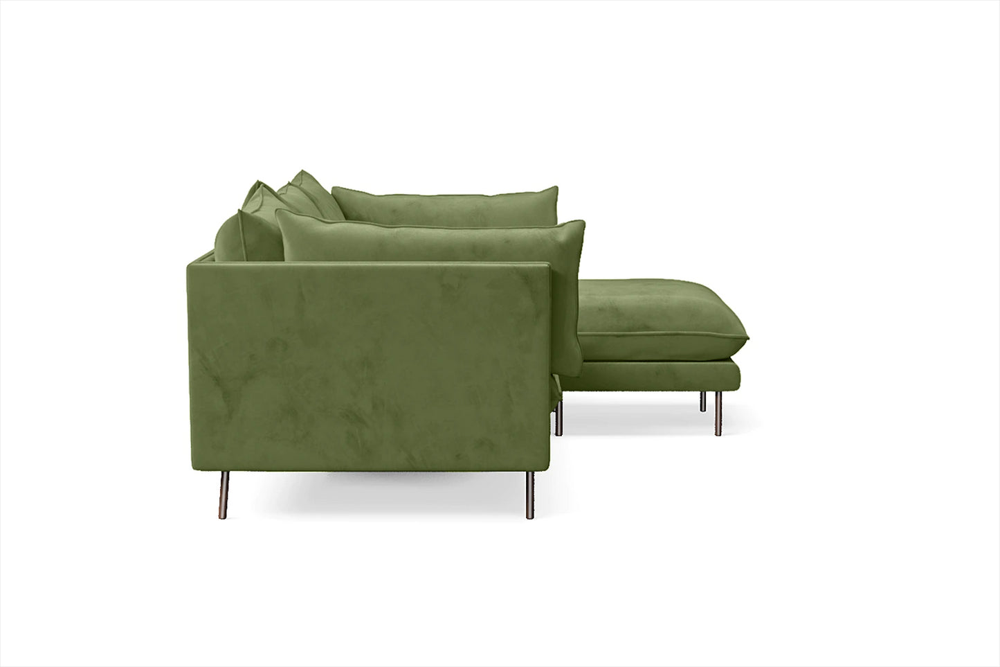 Pistoia 3 Seater Right Hand Facing Chaise Lounge Corner Sofa Lime Velvet