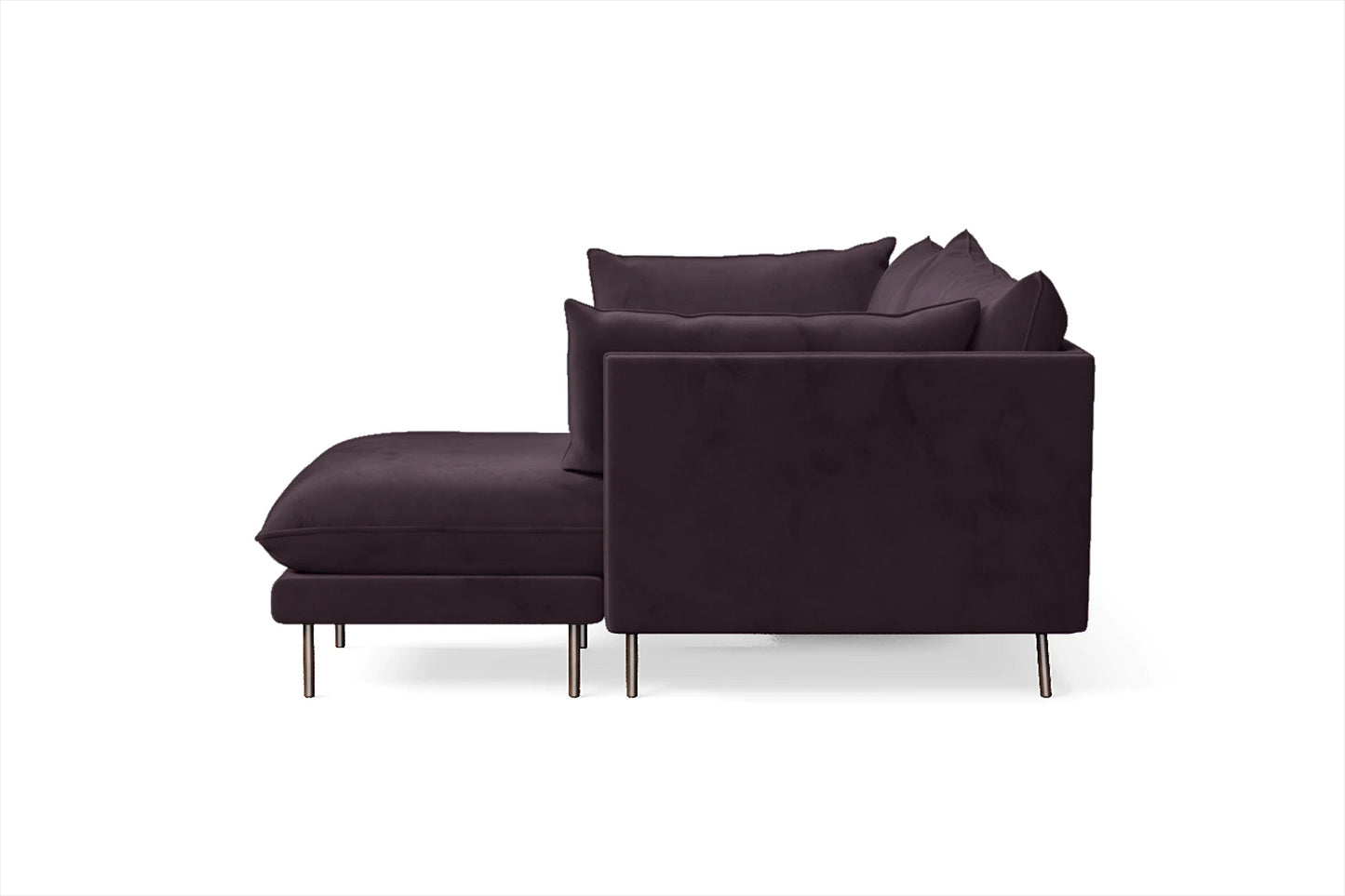 Pistoia 3 Seater Right Hand Facing Chaise Lounge Corner Sofa Purple Velvet