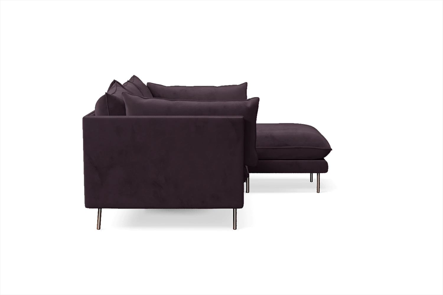 Pistoia 3 Seater Right Hand Facing Chaise Lounge Corner Sofa Purple Velvet