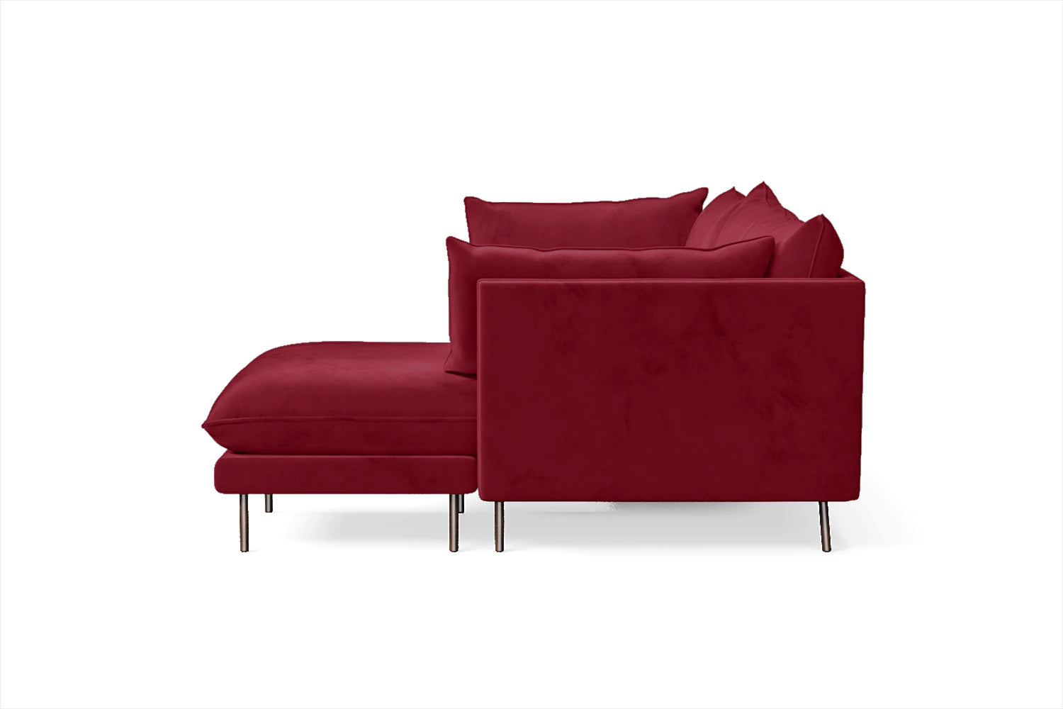 Pistoia 3 Seater Right Hand Facing Chaise Lounge Corner Sofa Red Velvet