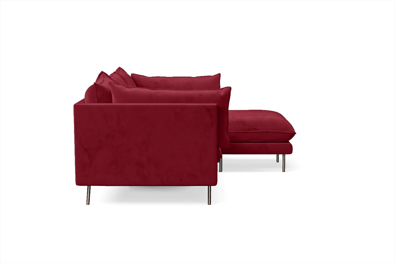 Pistoia 3 Seater Right Hand Facing Chaise Lounge Corner Sofa Red Velvet