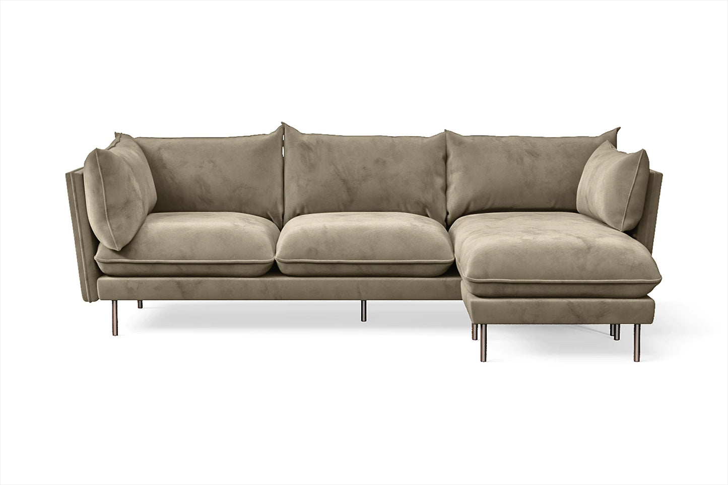 Pistoia 3 Seater Right Hand Facing Chaise Lounge Corner Sofa Sand Velvet