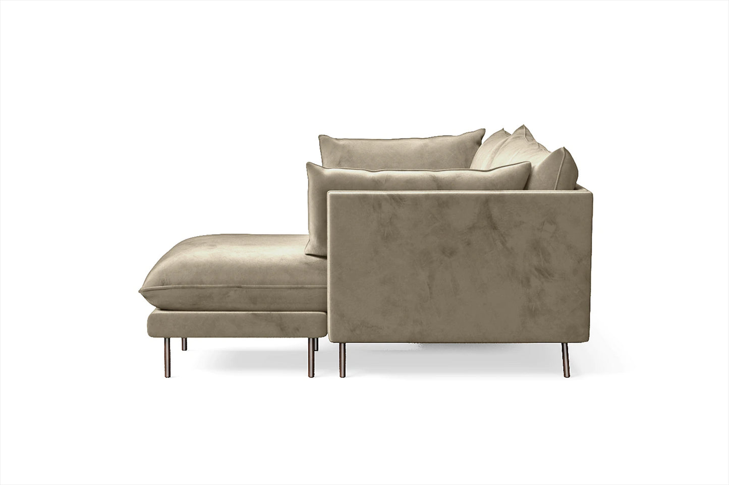 Pistoia 3 Seater Right Hand Facing Chaise Lounge Corner Sofa Sand Velvet