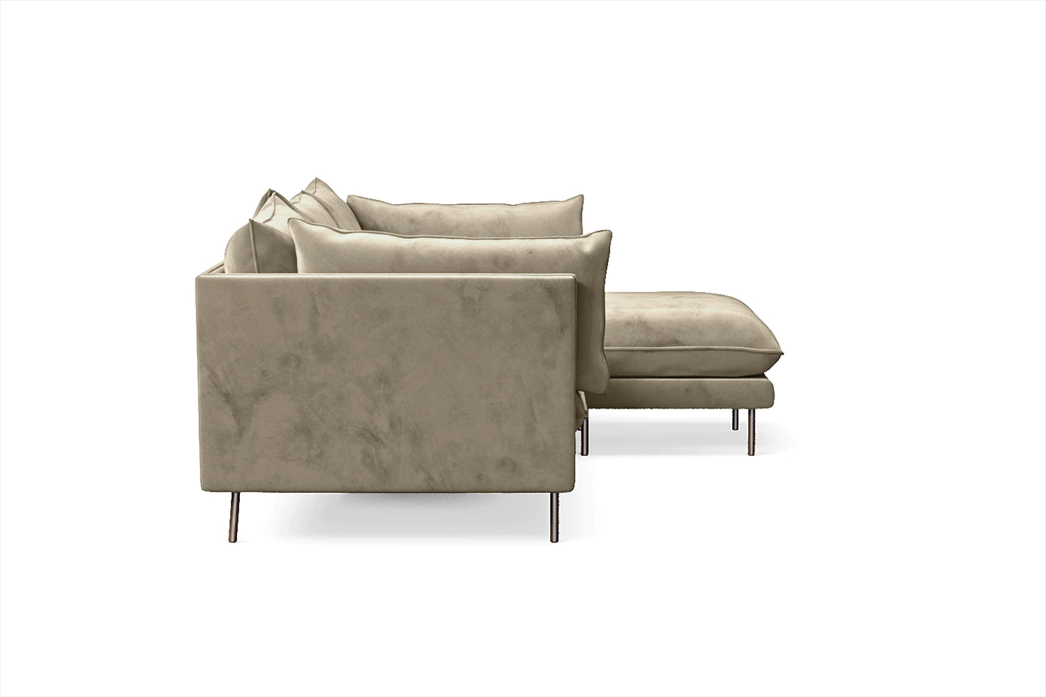 Pistoia 3 Seater Right Hand Facing Chaise Lounge Corner Sofa Sand Velvet