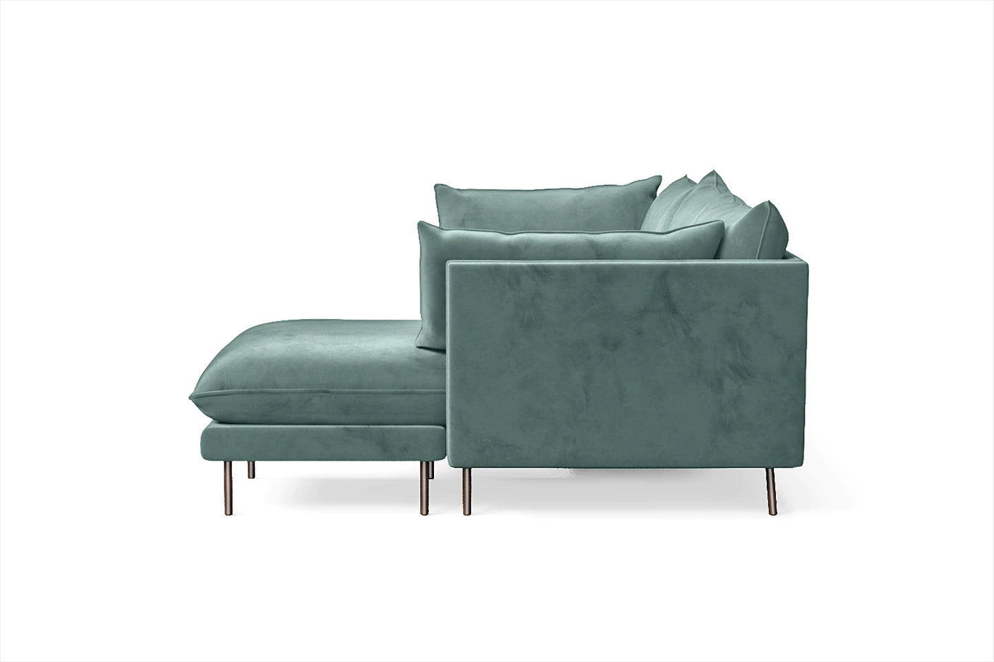 Pistoia 3 Seater Right Hand Facing Chaise Lounge Corner Sofa Teal Velvet