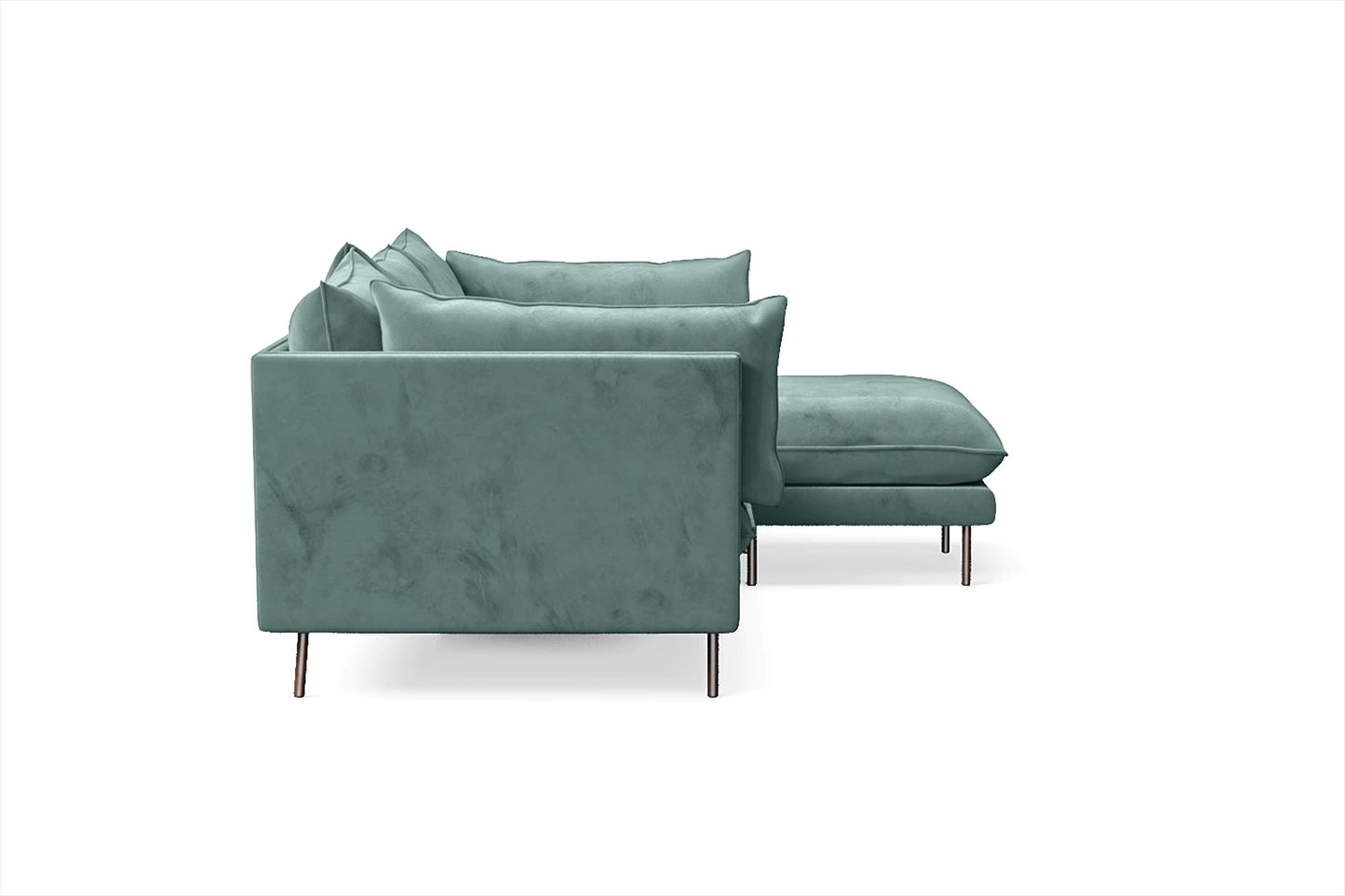 Pistoia 3 Seater Right Hand Facing Chaise Lounge Corner Sofa Teal Velvet