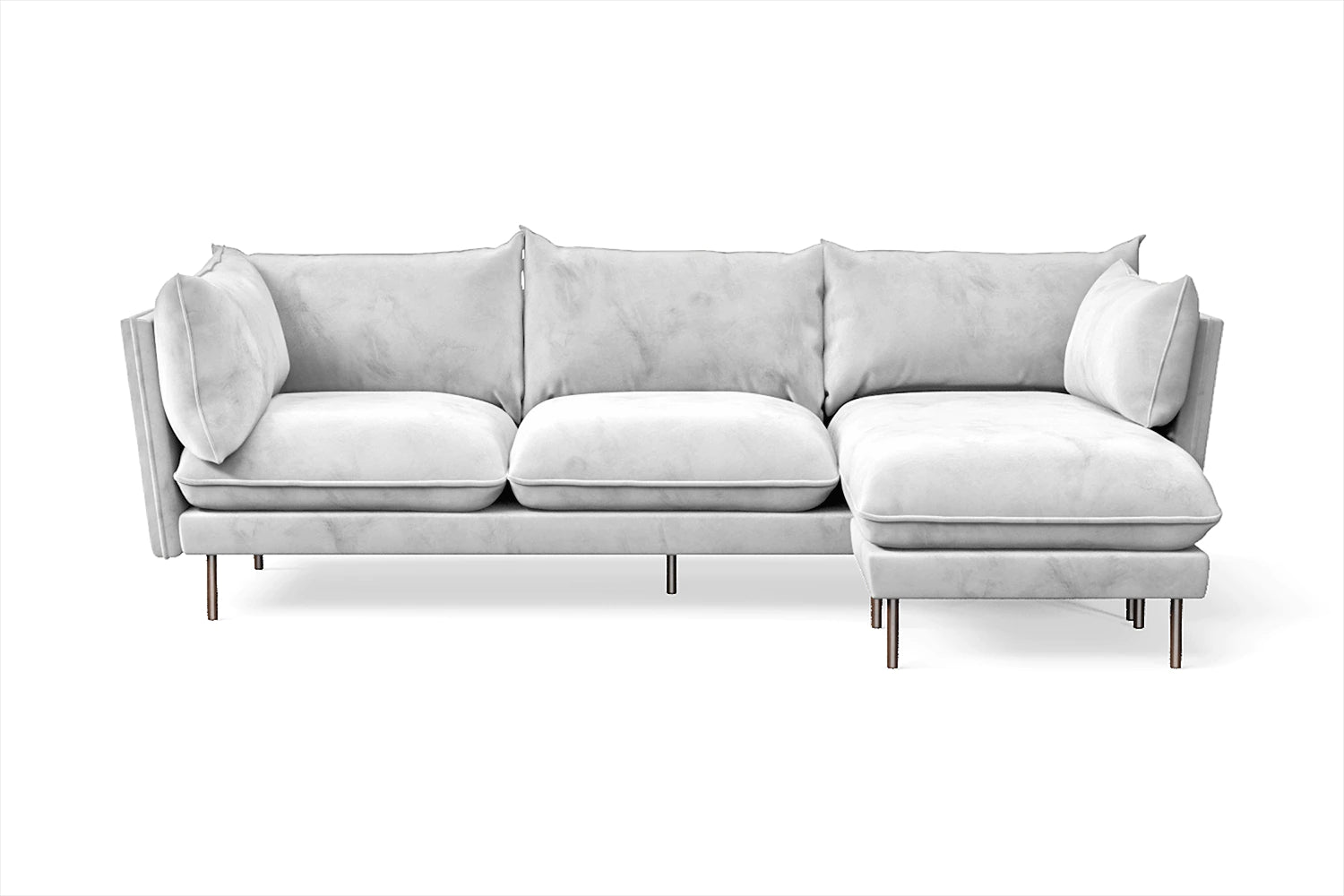 Pistoia 3 Seater Right Hand Facing Chaise Lounge Corner Sofa White Velvet