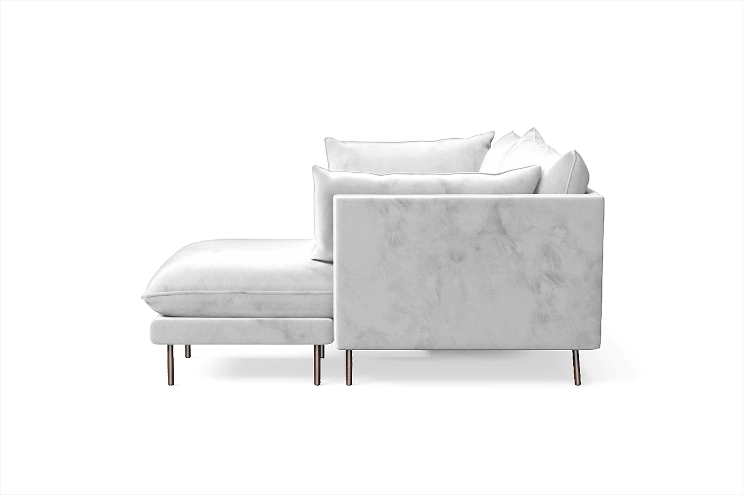 Pistoia 3 Seater Right Hand Facing Chaise Lounge Corner Sofa White Velvet