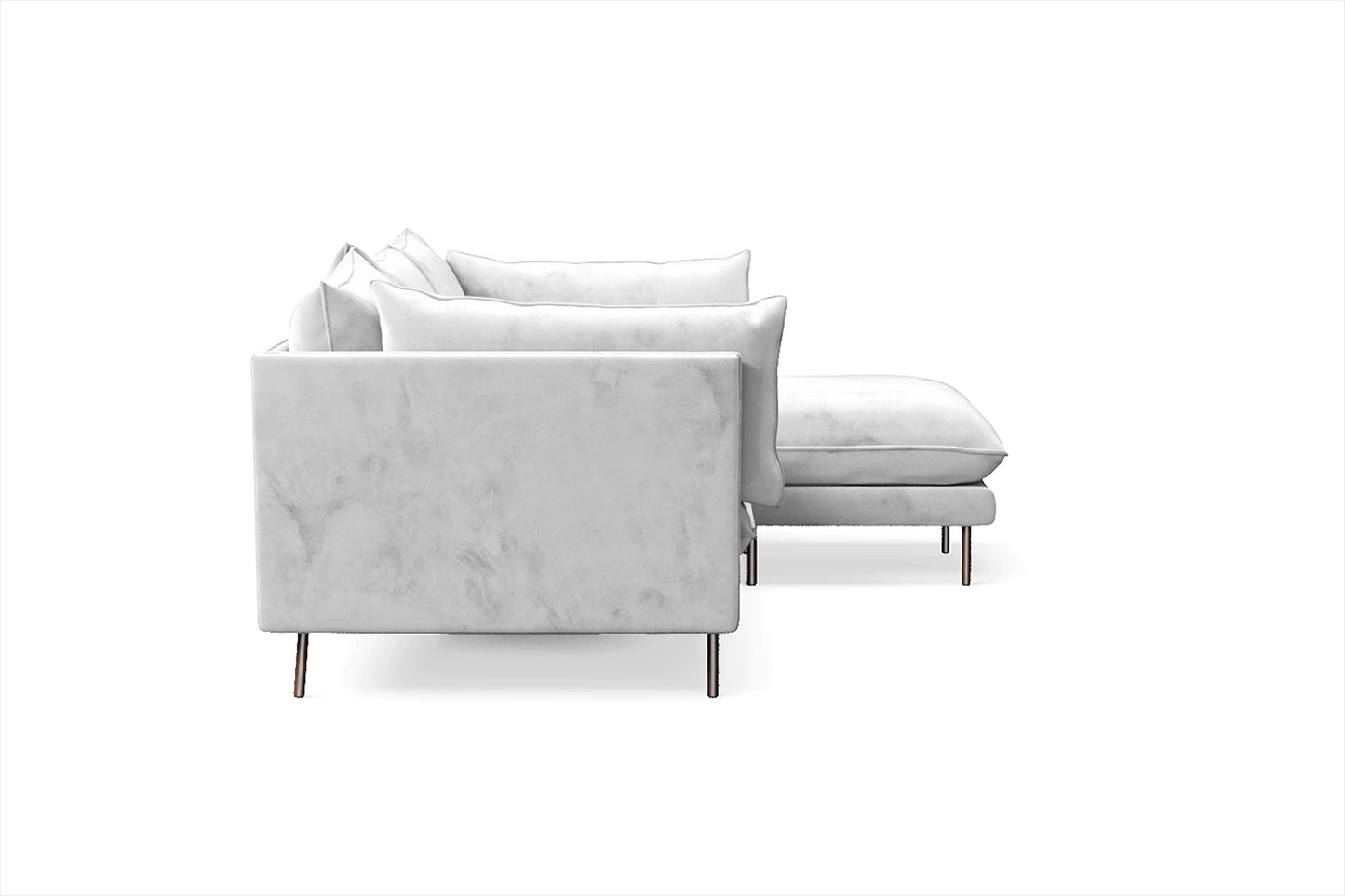 Pistoia 3 Seater Right Hand Facing Chaise Lounge Corner Sofa White Velvet