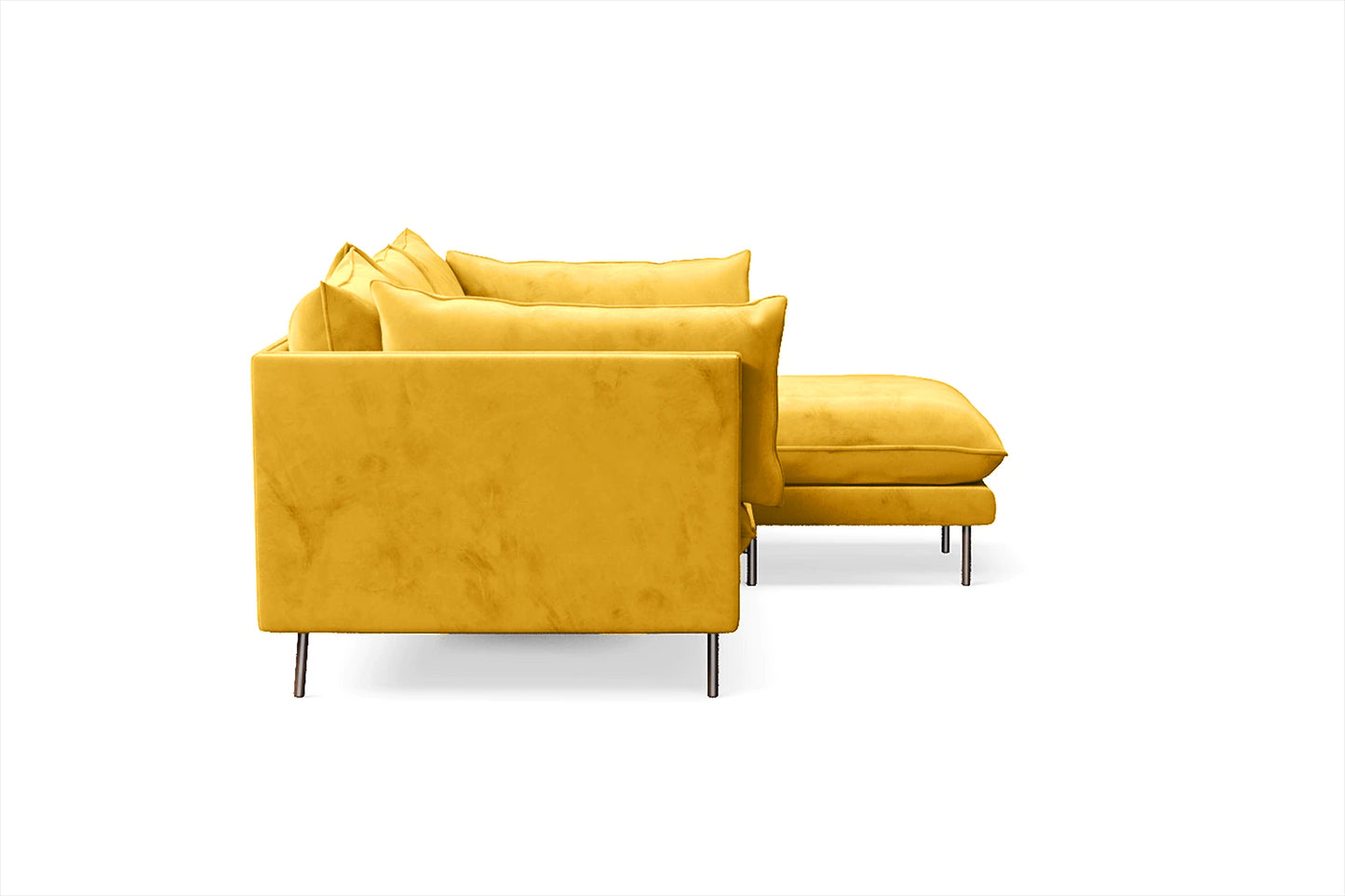 Pistoia 3 Seater Right Hand Facing Chaise Lounge Corner Sofa Yellow Velvet